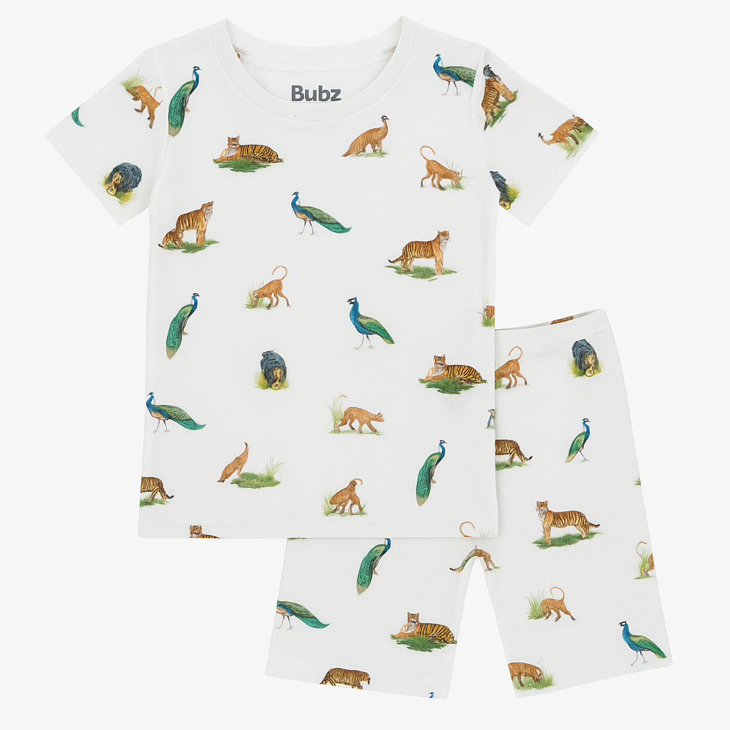 Animal Print Short PJs Set filled with wild wonders 